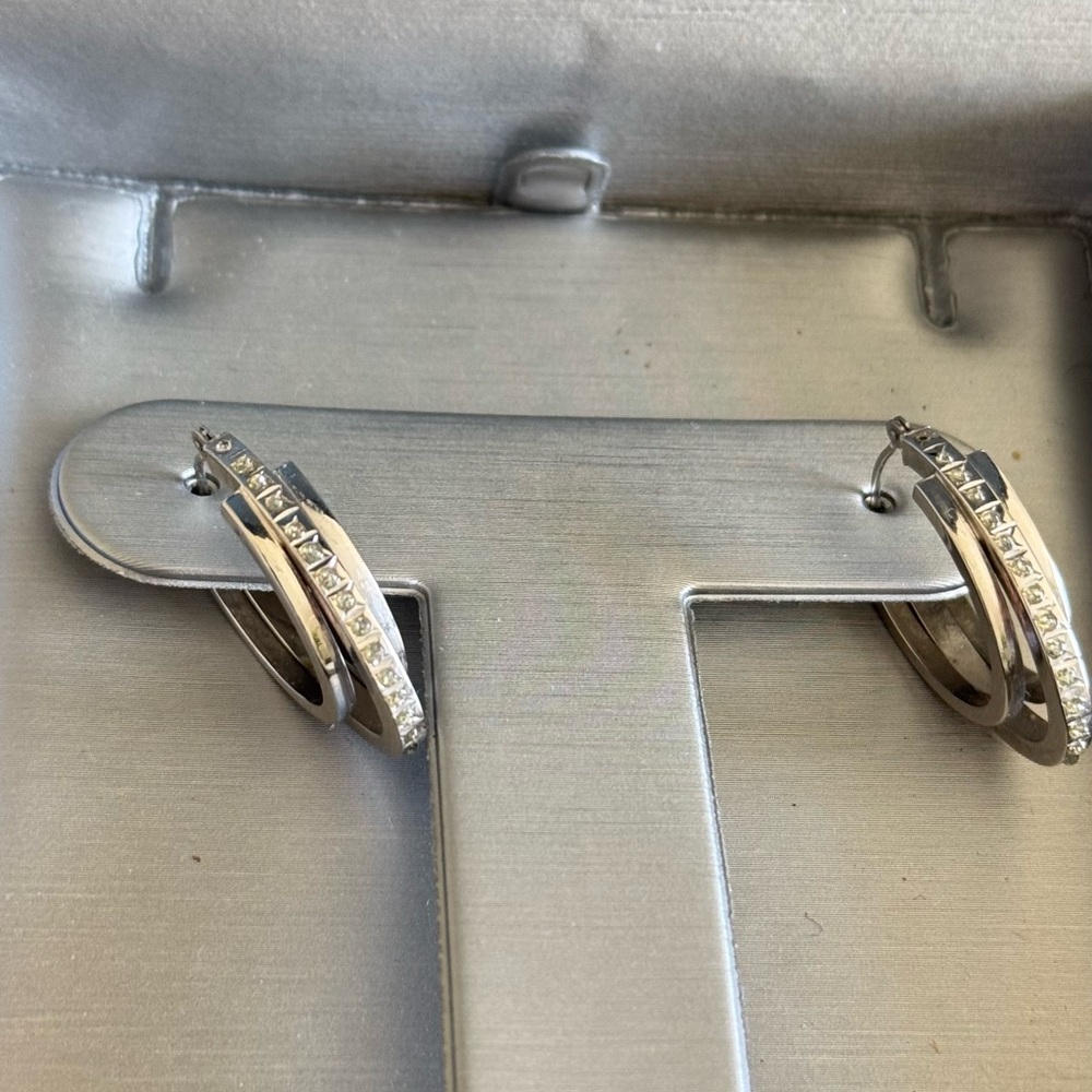 Diamond Fascination™ Triple Oval Hoop Earrings in 14K White Gold Zales